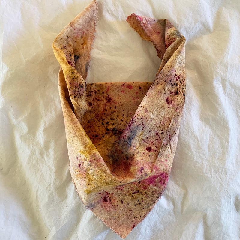 Plant dyed raw silk bandana / altar cloth - Sol